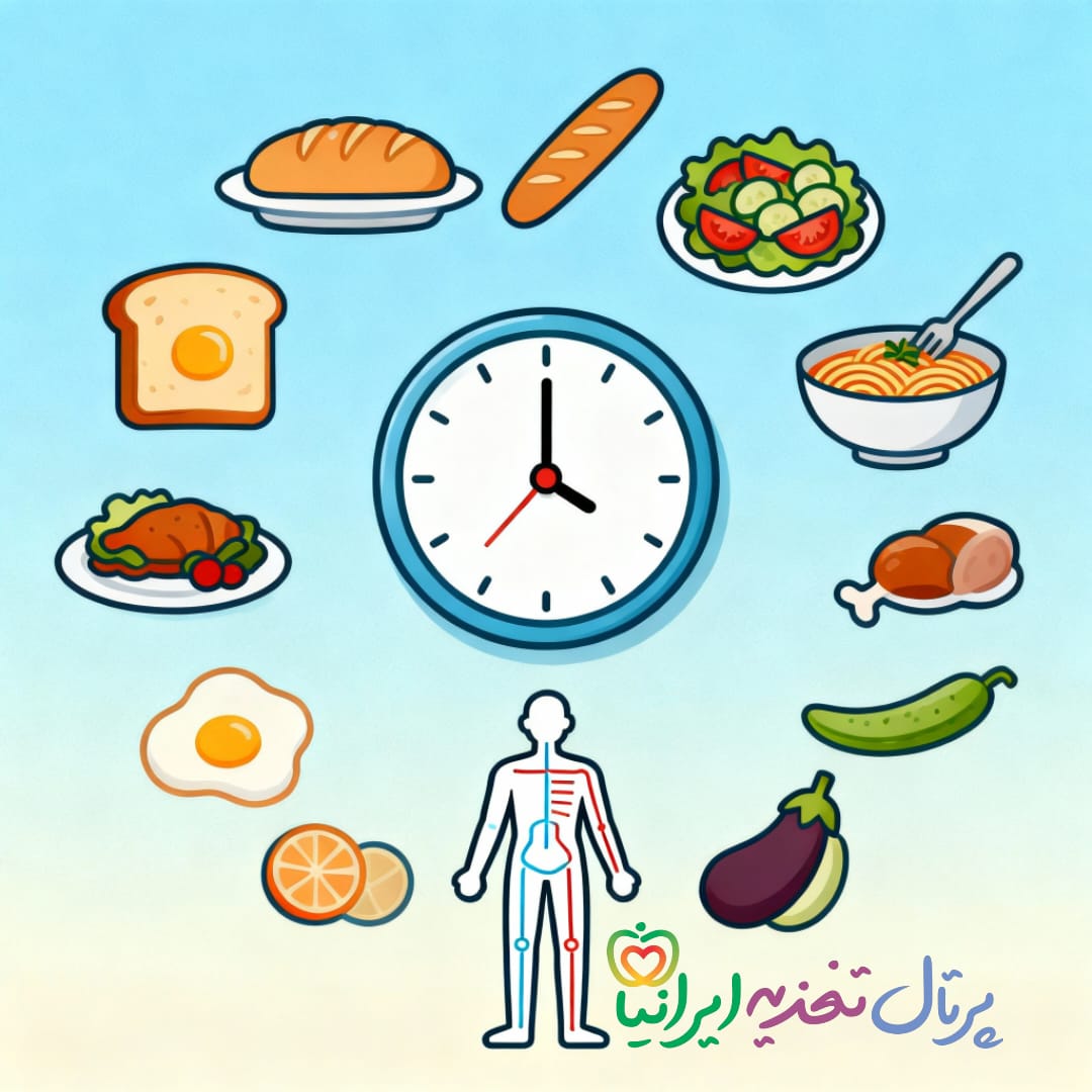 چگونه زمان غذا خوردن بر سلامتی، متابولیسم و وزن تاثیر می‌گذارد؟ راهنمای کامل را بخوانید.